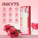 MK INKY75 Mechanical Keyboard with Full Aluminum Wireless Mechanical Gaming Keyboard, 75% Layout Mechanical KeyBoard BT/2.4G/USB-C,Hot Swappable, Creamy Sounding, RGB/PP/4000mAh(Very Raspberry)