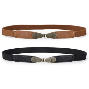 JASGOOD Women Skinny Elastic Stretch Belt for Dresses Retro Ladies Waist Vintage Thin Belt