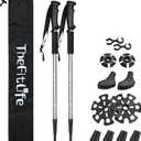 TheFitLife Nordic Walking Trekking Poles - 2 Sticks with Anti-Shock and Quick Lock System, Telescopic, Collapsible, Ultralight for Hiking, Camping, Mountaining, Backpacking, Walking, Trekking (Silver)