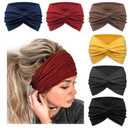 AQOKKA Extra Wide Headbands for Women Large Turban Headband Non Slip Boho Elastic Hairband Hair Twisted Knot Head Bands Accessories (6 Pcs: D)