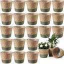 AceOrbit 24 Pcs Wicker Plant Basket Bulk with Liners Woven Planter Baskets Bulk for Indoor Outdoor Seagrass Plants Woven Wicker Baskets for Flower Pots Cover and Room Decor (Small,Farmhouse)