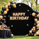 7.2 FT Black Round Backdrop Cover for Circle Balloon Arch Stand Stretchy Circle Arch Backdrop Cover for Wedding Arch Baby Shower Birthday Party Photo Shoot Photography Arch Background Decorations