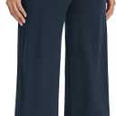 Sarin Mathews Womens Yoga Sweatpants Wide Leg High Waisted Lounge Pajamas Pants Comfy Workout Loose Pants with Pockets (Blue, M)