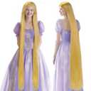ANOGOL Hair Cap+ 160 cm / 62 inch Long Blonde Straight Wig Women Cosplay Princess Wig Blonde Anime Wigs Blond Cosplay Wigs Blond Synthetic Hair Halloween Party Costume Outfit
