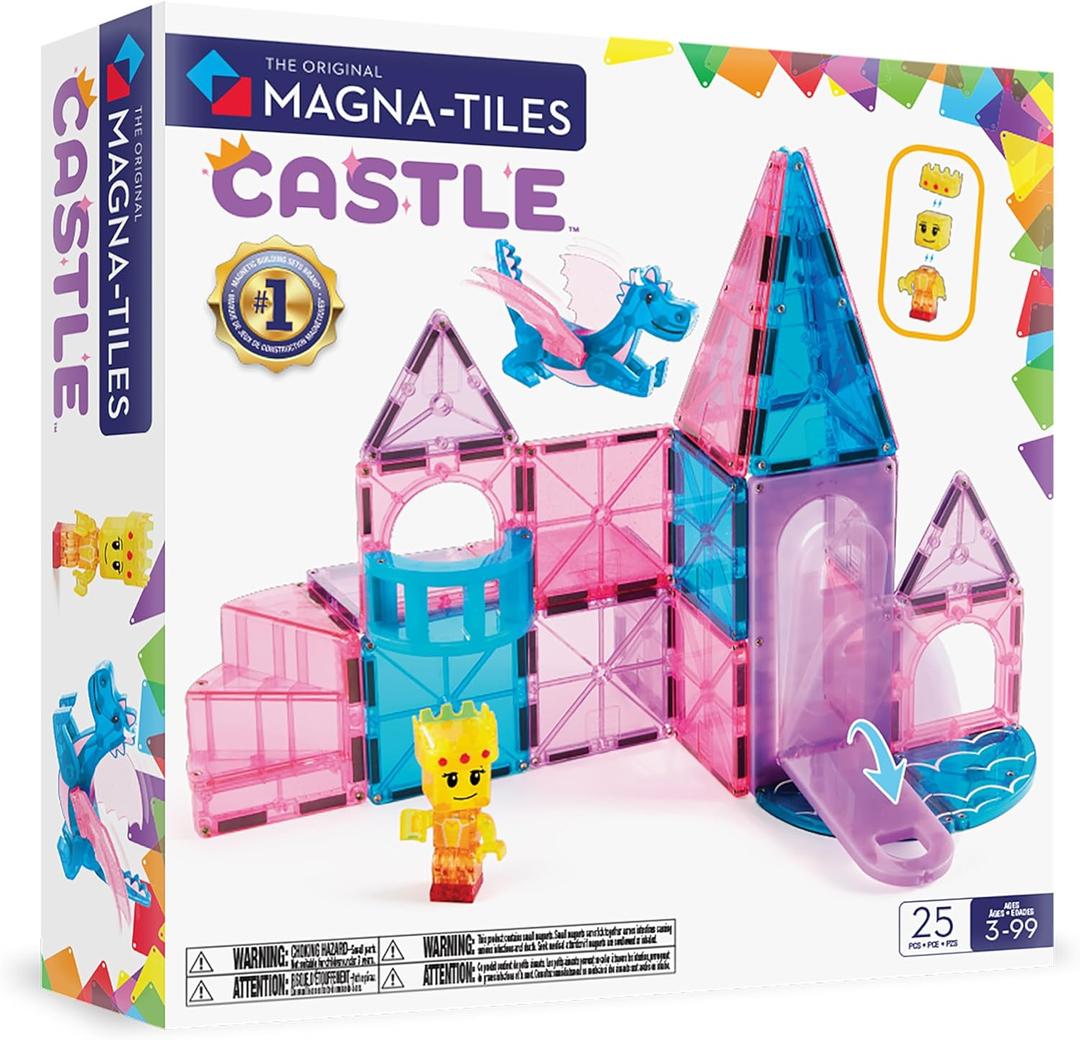 Magna-Tiles Castle 25-Piece Magnetic Construction Set, The Original Magnetic Building Brand