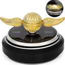 Fidget Spinner Solar Power Desk Toy Educational Science Kits for Kid, Kinetic Fingertip Gyro Spinning Decoration with Solar Panel, Gold Orb Novelty Hand Spinner for Stress Relief (Black)