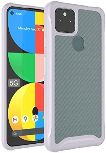 Pack of 2, TUDIA Clear Carbon Fiber Compatible with Google Pixel 5a Case 5G, [Lucion] Shock-Absorbent Transparent Slim TPU Carbon Hybrid Bumper Case for Pixel 5a 5G (Light Purple)