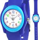 CKV Kids Watch for Boys Girls Watches Age 3-12, 1.18" Dial-3 ATM Waterproof Child Wristwatch Time Teaching Easy to Read Kids Presents (DARK BLUE)