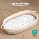 2-Pack Organic Bassinet Sheets for Girls, Boys - 100% Cotton Bassinet Mattress Sheets Compatible with Halo Bassinest Swivel Sleeper, Graco, Baby Delight, Chicco, Fitted Bassinet Sheets (KeaSafari)