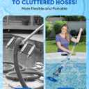 Cordless Pool Vacuum with Telescopic Pole, 18.5 GPM Powerful Suction, 1.5H Supercharge Technology, Handheld Pool Vacuum Cleaner for Above Ground/Inground Pools, Hot Tubs, Blue
