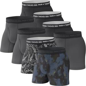 Pair of Thieves Soft Cotton Boxer Briefs for Men Pack (8 Pack) - Tagless Men's Underwear for All-Day Comfort and Support - Large - Black/ Grey