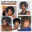 QUEENTAS Curly Toupee for Men and Women 10" Hair Pieces Dreadlock Hair 3603D Cover Knotless Afro Braided Synthetic Hair Topper with 3 Clips(Grey Mixed Black 1B/60)