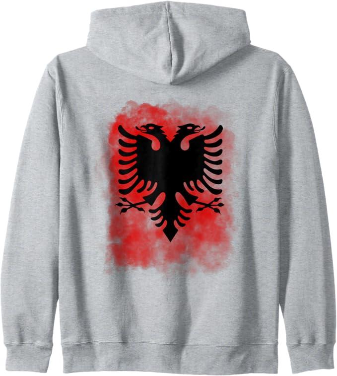 Albanian Albanian Flag print on back Albania Eagle Kosovo Zip Hoodie Size XL