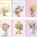 WorldBazaar Mothers Day Cards with Envelopes 24 Pack Gold Foil Mother's Day Floral Cards Bulk Flower Card Mother 's Day Gift for Mom Blank Inside