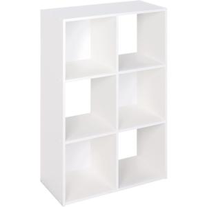 ClosetMaid Cubeicals 6 Cube Storage Shelf Organizer Bookshelf, Stackable, Vertical or Horizontal, Easy Assembly, Wood, White Finish
