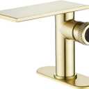 becola Modern Brushed Gold Bathroom FaucetWaterfall Faucet for Bathroom SinkSingle Hole Cold and Hot Basin Mixer TapSingle Handle Vanity Faucet with Adjust Knobs and Deck Plate (low)