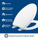 Mayfair Aurora Slow Close Toilet Seat, Easy Clean Hinges and Adjustable Perfect Fit Plastic Seat, Made in USA, Elongated, White