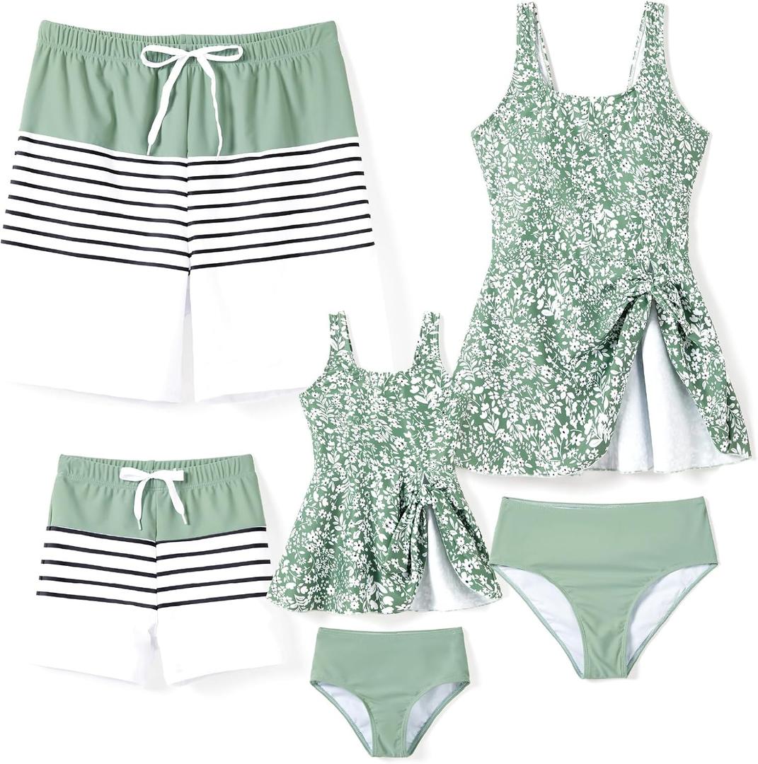 PATPAT Family Matching Swimwear Floral Pattern Tankini Swimsuits and Swim Trunks (Medium) PATPAT Family Matching Swimwear Floral Pattern Tankini Swimsuits and Swim Trunks (Medium)