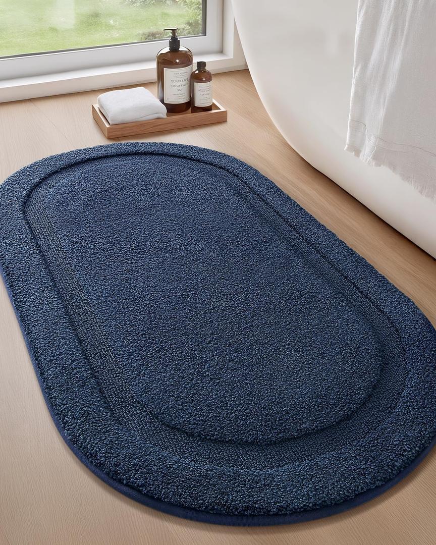 Color&Geometry Blue Bathroom Rugs, Non Slip, Absorbent, Soft, Washable, Thick Bath Mat, 24"x43" Small Bath Rug Bath Mats for Bathroom Floor, Shower, Sink, Vanity