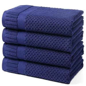 DIGEU 100% Cotton Bath Towels for Bathroom, Highly Absorbent Bath Towels Set Quick Dry, Luxury Soft Towels for Hotel (4, Navy Blue)
