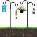 Vivantia 1 Pack 108 Inch Adjustable Double Shepherds Hooks for Outdoor 2 Sided Bird Feeder Poles with 5 Prong Base Heavy Duty Metal Garden Hook for Hanging Flower Basket Lantern Plant Bird Nests Decor