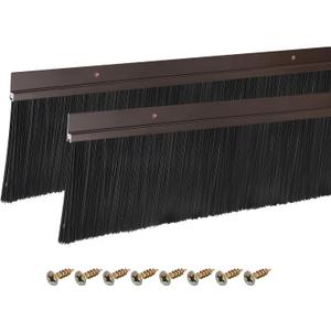 uxcell 2Pcs Door Brush Bottom Sweep H-Shape Aluminum Alloy Base with 3.5-inch PP Brush for Home, Industrial (35-inch L, Brown)