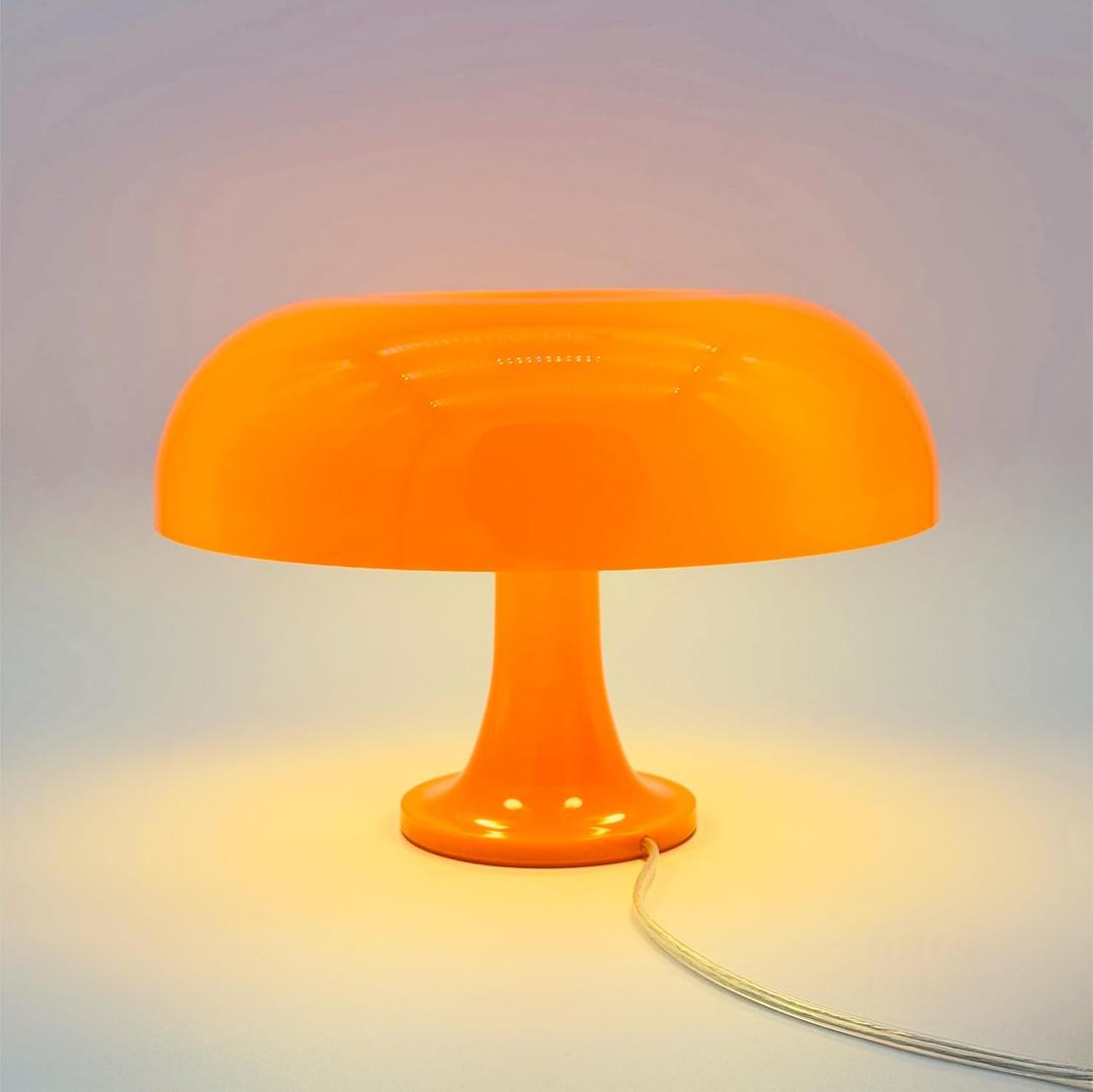 Lotus Atelier Orange Mushroom Lamp for Room Aesthetic Modern Lighting for Bedroom | Cool Retro Living Room Decor (Orange)