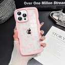 for iPhone 16 Pro Max Wavy Clear Silicone Bow Ribbon Women Trendy Cute Kawaii Girly Aesthetic Protective Shockproof Phone Cases with Beaded Phone Strap Lanyard Pink