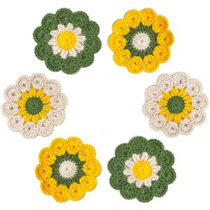 APIGANIZ 100% Handmade Crochet Coasters, Funny Gifts for Women, Cute Coasters Set of 6
