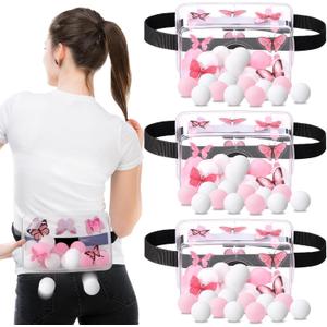 3 Sets Butterfly Baby Shower Swing Shaking Balls Game Novelty Twerk Outdoor Game Includes 3 Plastic Shake Box and 30 Balls with 40 Pcs Pink Butterfly Sticker for Family Large Group Party