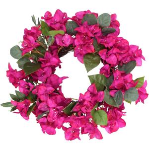Bougainvillea Artificial Wreaths for Front Door Spring Summer Faux Silk Bougainvillea Wreath Fake Bougainvillea Flowers for Porch Wedding Home Wall Festival Indoor Outside Decor (Hot Pink)