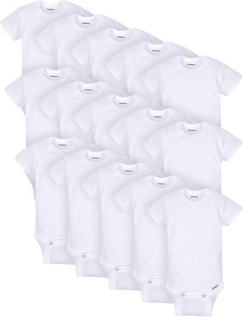 Gerber Unisex Baby 15 Piece Onesies Bodysuit Multi Size Pack (3-6 Months, White)