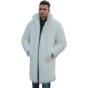 Lisa Colly Men's Faux Fur Coat Jacket Winter Fluffy Coat Outwear Long Parka Overcoat (XX-Large, White)