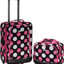 Rockland Fashion Softside 2 Piece Luggage Set, Expandable, (14" Tote/19" Upright), Multi Pink Dot