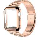 iiteeology Compatible with Apple Watch Bands 44mm Series 6 5 4 Se, Upgraded Stainless Steel Band with iWatch Screen Protector Case for Men Women Rose Gold