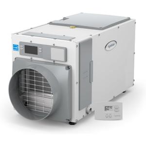 AprilAire E100 Pro 100-Pint Whole-House Dehumidifier + Model 76 Wall Mount Control, Commercial-Grade Dehumidifier for Basement, Crawlspace, or Whole House up to 5,500 sq. ft.