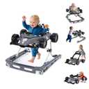 Baby Walker with Wheels, 4-in-1 Baby Walker for Boys Girls Foldable Activity Walker with Adjustable Height Toddler Infant Walker with Music and Lights Walker for Baby 6-24 Months, Grey