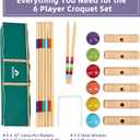 ApudArmis 32In Six Player Croquet Set with Deluxe Premiun Pine Wooden Mallets,Colored Ball,Wickets,Stakes - Lawn Backyard Game Set for Adults/Teens/Family (Large Carry Bag Including)
