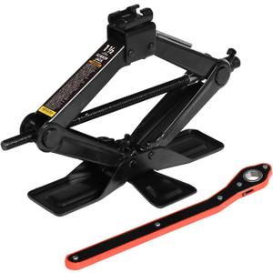 Big RED AST10202SR Torin Wide Base Cross Car Scissor Jack: Steel Portable Quick Lift Tire Jacks Include Ratchet Wrench for Car, Truck, Sedans and MPV, 1.5 Ton (3,000 lbs) Capacity, Black