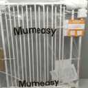 Mumeasy 29.5-43.3" Baby Gate for Stairs, No Bottom Bar Dog Gate with Removable Door & Slide-Adjust Drill Mount, Extra Wide Stairway & Hallway Walk Thru Pet Safety Gate for Doorways, Kitchen (White)