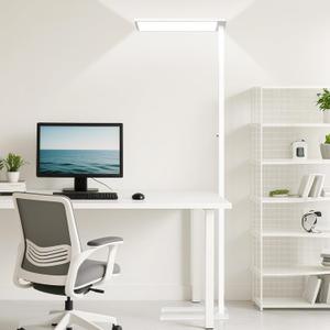 120W LED Floor Lamp, 76.8" Tall Reading Light, 10000LM Knob Dimming Standing Lamp, Full Spectrum Eye Care Reading Lamp, 4000K Natural Daylight for Study Room, Office, Living Room, Bedroom (White)