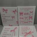 LARTSFRO Coquette Pink Bow Canvas Wall Art Decor Prints Posters, Pink Bow Room Bedroom Bathroom Dorm Wall Art Decor Aesthetic for College Teen Girls Gifts, Inspirational Bible Verses Bow Wall Decor, 11x14 Inch Set of 4 Pcs Bow Pictures (Canvas Framed 11x14)