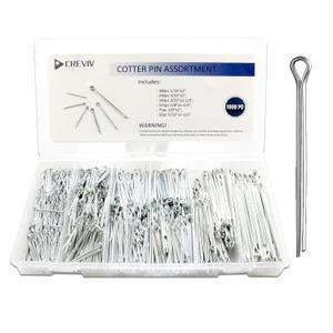 1000 Piece Cotter Pin Assortment Kit - 6 Sizes (1/16 to 5/32) Durable Split Pins with Case, Corrosion-Resistant for Tractors, Trailers, Marine & Industrial Machinery - Bulk Multi-Size Cotter Key Set
