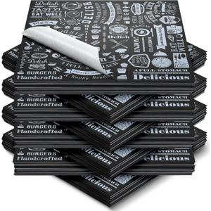 Marspark 400 Pcs Deli Wax Paper Sheets 12 x 12 Inches Square Grease Resistant Tray Basket Liners Hot Dog Wrappers Newsprint Water and Grease Proof Sandwich Wrapping Paper for Food Baking (Black White) (brownred)