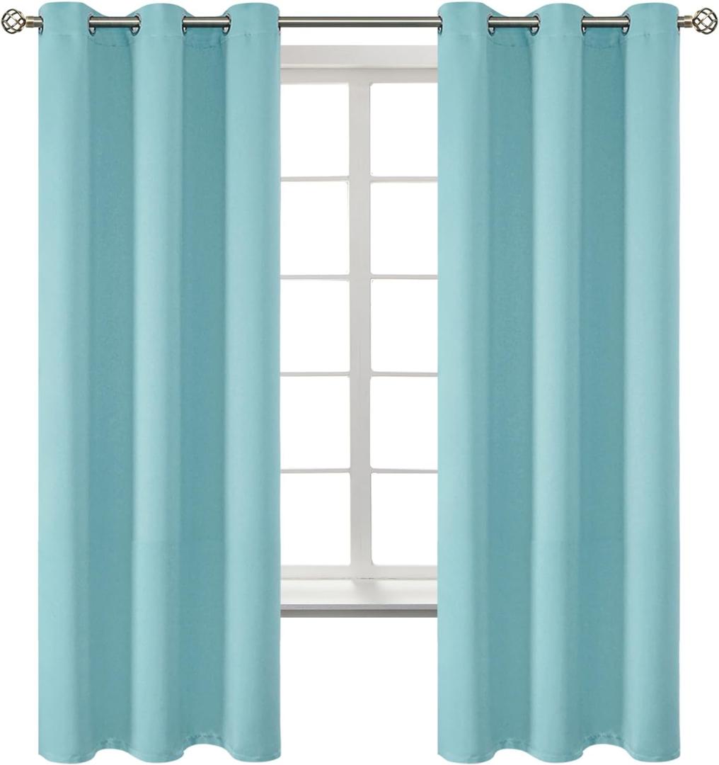 BGment Blackout Curtains - Grommet Thermal Insulated Room Darkening Bedroom and Living Room Curtains, Set of 2 Panels (42 x 63 Inch, Baby Blue)