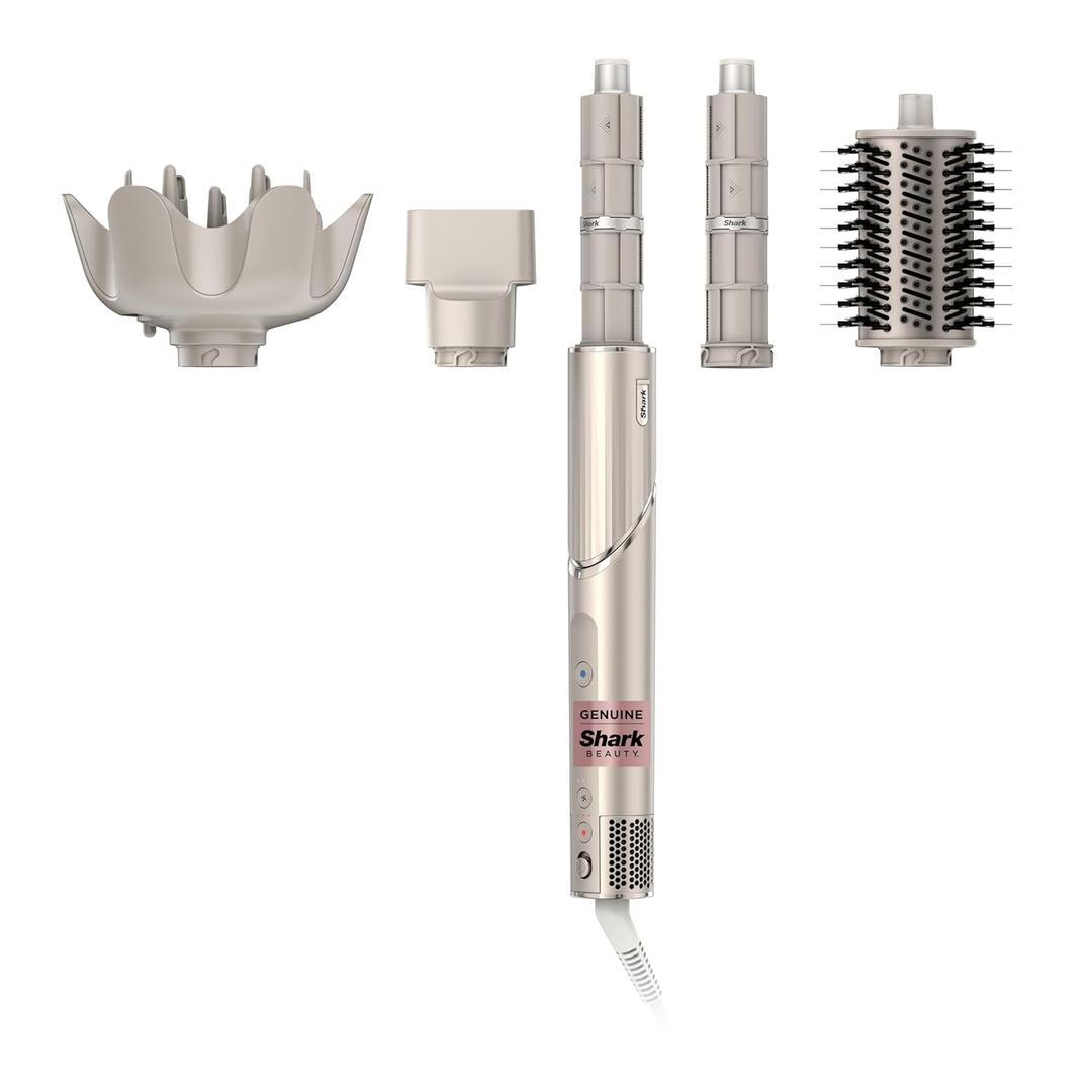 Shark FlexStyle Air Styling & Drying System, Powerful Hair Blow Dryer & Multi-Styler with Auto-Wrap Curlers, Curl-Defining Diffuser, Oval Brush, & Concentrator Attachment, Stone, HD435