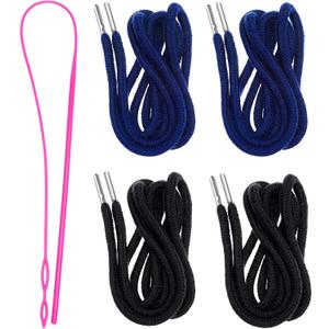 Drawstring Cords Replacement Drawstrings with Easy Threader for Sweatpants Shorts Pants Jackets Coats (Black, Navy Blue)