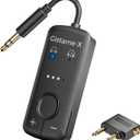 Bluetooth 5.3 Audio Transmitter with Qualcomm aptX Adaptive, Dual Device Support, 35Hr Battery Life, 3.5mm AUX for Travel, Flight, Gym