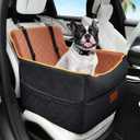 Small Dog Car Seat, Memory Foam Dog Booster Seats with Thick Cushion for Medium Dogs Under 35lbs, Detachable Washable Pet Car Seat Travel Bed with Storage Pockets,2 Safety Belts (Black+brown)