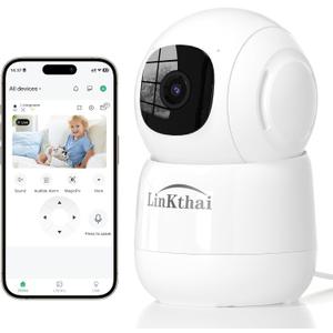 Camera for Home Security, 4MP Pet Camera with Speaker for Dog/Cat, WiFi Camera Indoor Wireless Home Security with Phone App, Auto Tracking/Super Night Vision/2 Way Talk, Cloud/SD Card Storage (White)